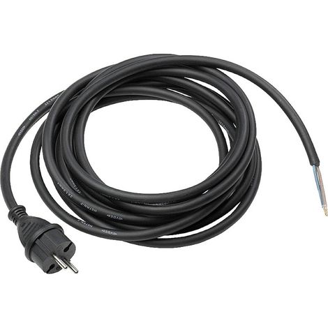 Cordon d'Alimentation pour Perceuse en Caoutchouc de 5 m H05RNF 2 x 1,0 mm² Câble Adaptateur avec Fils Dénudés Chantiers & Industrie IP44 Noir I 70530 (1/5)