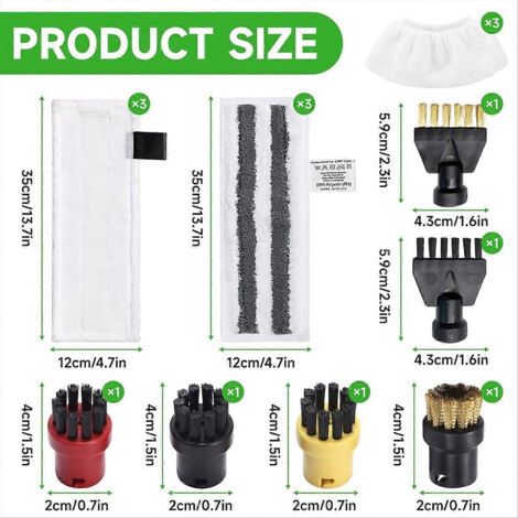 NALOOKAMIC Accessoires pour nettoyeur vapeur Kärcher Easyfix SC2 SC3 SC4 SC5, avec kit de chiffons en microfibre et brosse pour sols