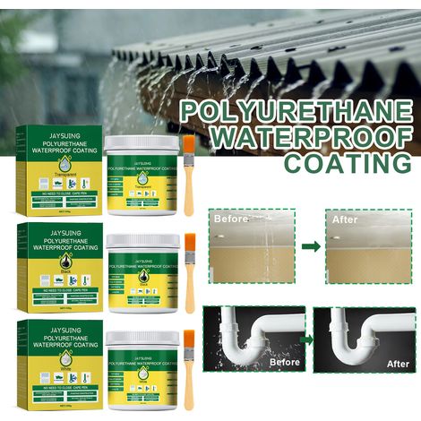Klare und wasserdichte Beschichtung für Dächer, Badezimmer, Rohre, Abdichtung, Feuchtigkeitsregulierung, Haltbarkeit und Wirksamkeit Wandfarbe - transparenter, wasserdichter Klebstoff 100 g + Pinsel. (1/5)