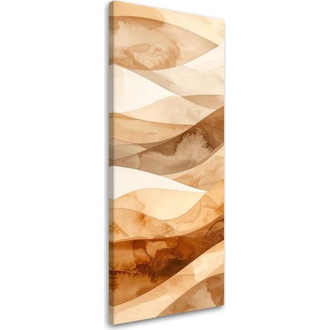 Cuadro en Lienzo, Olas abstractas beige pastel, 40x120