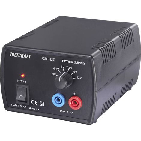 Alimentation de laboratoire réglable VOLTCRAFT CSP-120 3, 4.5, 6, 7.5, 9, 12 V, V, V, V, V, V (max.) 1.5 A (max.) 18 W