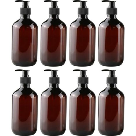 Lot de 8 flacons vides de savon liquide en PET brun-AquaForge (1/5)