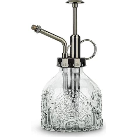 Flacon en verre de 200 ml pour plantes, style vintage, avec vaporisateur à brume fine et pompe sur le dessus. (1/4)