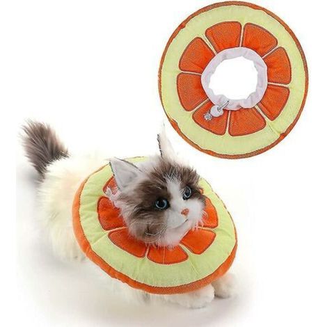 Adjustable Cat Recovery Collar, Soft Cat Collar, Donut Pillow for Cats, Cute Orange (1/3)