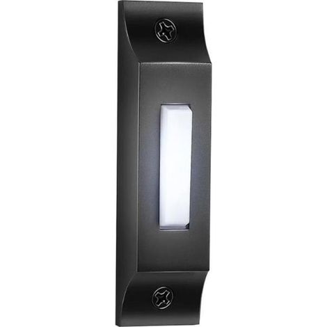 Bouton de sonnette éclairé par LED, bouton-poussoir mural en métal robuste noir mat, pour maison et ouvre-porte de garage (1/4)