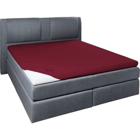 Vario Jersey-Spannbetttuch Elasthan für Topper bordeaux, 100 x 200 cm Spannbettlaken (1/5)