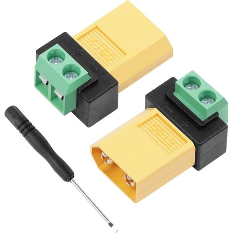 Connecteurs XT60, Adaptateur à Bornes à Vis, Mâle XT60 vers Adaptateur à Bornes sans Soudure 2 Broches pour Panneaux Solaires, Drones, Modèles d'Avion, Chargeur d'Équilibrage (Lot de 2) (1/5)