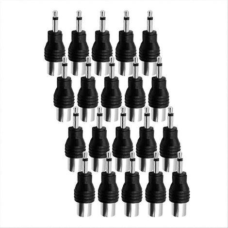 Adaptateur d'antenne TV : connecteur mono mâle 3,5 mm à 20 broches vers connecteur femelle 9,5 mm (TRS vers IEC femelle). (1/5)