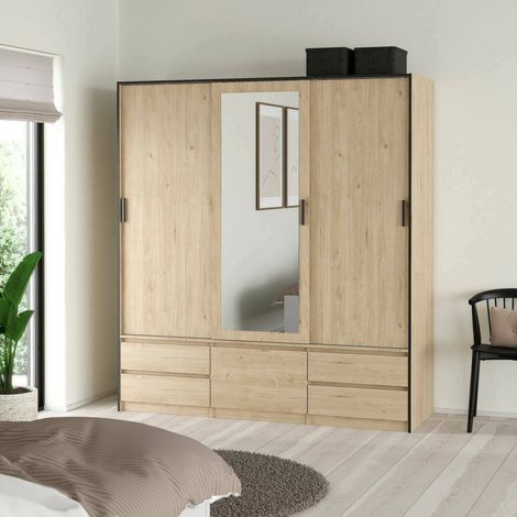 Dmora - Großer Mehrzweckschrank Ljalkova, Multifunktionale Möbel, Schuhschrank, Besenschrank, 181x60 h200 cm, Eiche (1/5)