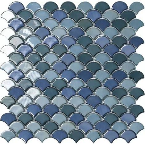 Mosaïque pâte de verre SOUL écaille 3.6x2.9cm - Mosaïque Écaille 3.6x2.9cm Vert Mix - boîte de 0.87 m2 - Mosaïque Écaille 3.6x2.9cm Vert Mix - boît -