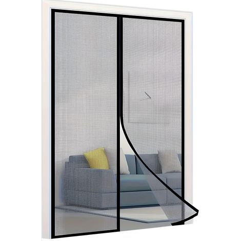 Fliegennetz Magnet Türfliegengitter schwarz 100x210cm Moskitonetz universal Türvorhang Fliegengittertür - selbstdichtende Netztrennwand hält Insekten Fern, Haustier- Und Kinderfreundlich (1/5)