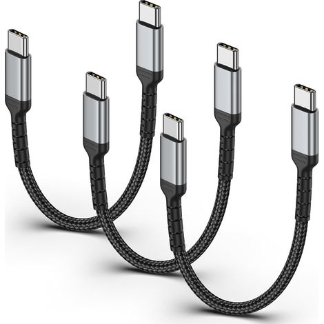 Câble USB C vers USB C Court[20CM, Lot de 3], Nylon Câble USB C Charge Rapide Cable Type C vers Type C pour Samsung Galaxy A12/A32/A52/S10/S20/S21/S22/S23, Xiaomi, Google Pixel (1/5)