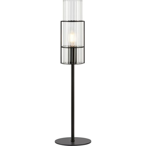 Lampe de table E14 50 cm noir et verre ondulé - Markslöjd - Tubo (1/3)