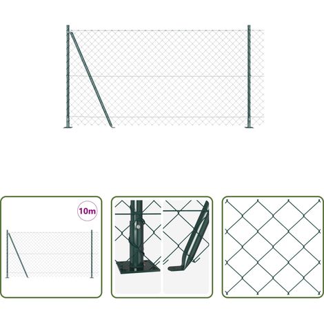 vidaXL Clôture en acier - Poteau de clôture. Vert 10 x 1,2 m (maille de 60 x 60 mm) (1/5)