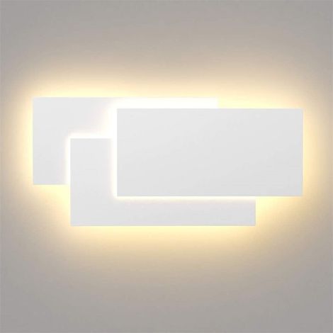 LED Wall Lamp White, 24W Modern IP44 Wall Light, Rectangle Wall Sconces Indoor for Bedroom Living Room - 1X Warm White