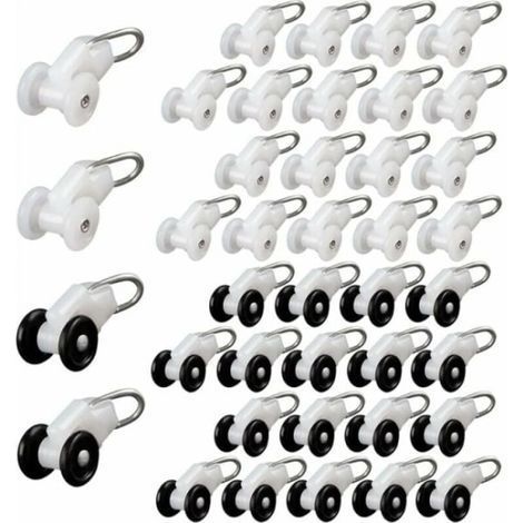 Roulettes coulissantes pour rideaux (40 pièces) pour tringle à rideaux avec crochets de pergola (1/5)