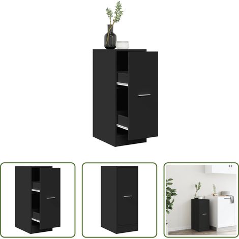 Armoire à pharmacie - Armoire d'apothicaire noir 30x41x77,5 cm bois d'ingénierie (1/5)