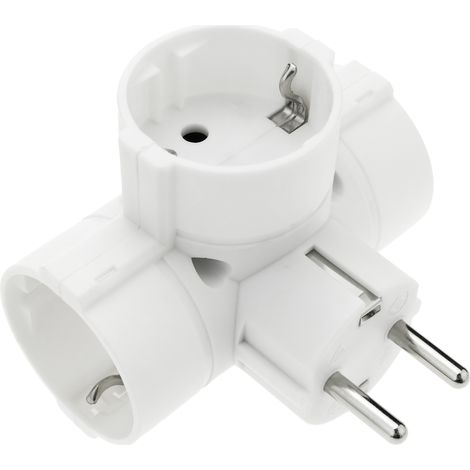 BeMatik - Broche triple prise triple couleur blanche avec angle (1/5)