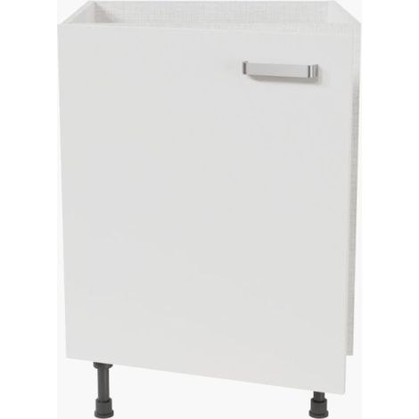 Cuisibane – Meuble sous évier 60 cm – Largeur 60 cm – Hauteur 70 cm – Caisson gris clair aspect tissé – 4 pieds réglables