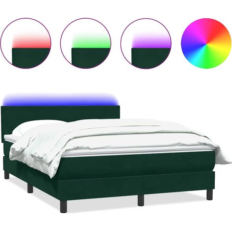Maison Exclusive - Sommier à lattes de lit et matelas et LED vert foncé 160x220cm velours