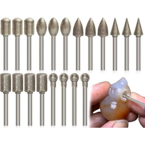 20 Diamantfräser mit 1/8-Zoll-Schaft – für Keramik, Stein, Glas – Dremel-kompatibel