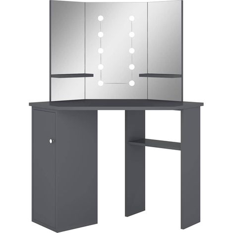 Maison Exclusive - Eck-Schminktisch mit LED Grau 111x54x141,5 cm (1/5)