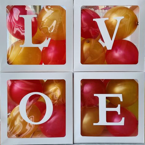 quatre Botes Transparentes (ballons Non Inclus) - Amour - Dcoration De Bote De Ballons D'anniversaire Pour Les Filles, Bote Avec Lettres, Fte D'an (1/5)