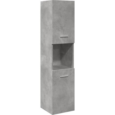 Armoire de salle de bain suspendue gain de place 30 x 30 x 130 cm en bois d'ingénierie gris béton (1/5)