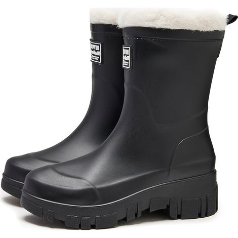 Bottes de pluie mi-mollet pour femme, chaussures imperméables antidérapantes, bottes en caoutchouc résistant à l'usure pour extérieur, couvre-manches de cuisine pour femme (1/2)