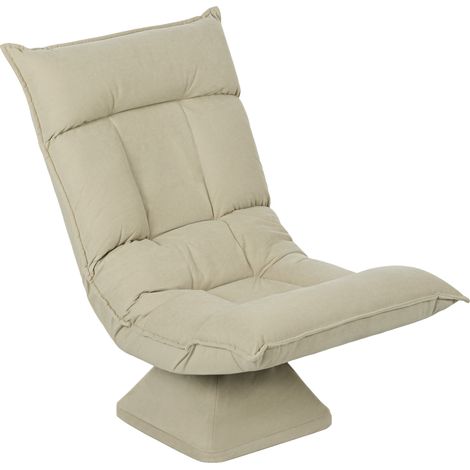 Fauteuil club bas avec dossier ajustable sur 5 niveaux, rotation 360°, design moderne rembourré, couleur beige