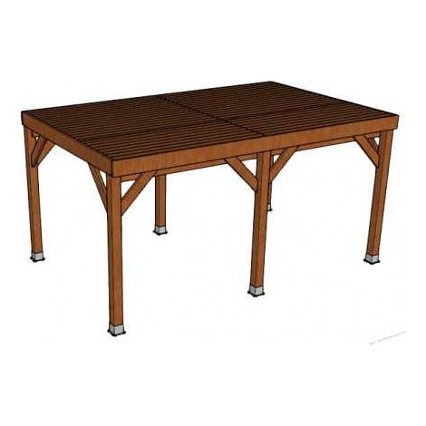 Sud Bois – Carport bois douglas traité autoclave marron – Dimensions 3.20m x 5.10m – Structure solide et durable – Kit complet avec visserie incluse (1/2)