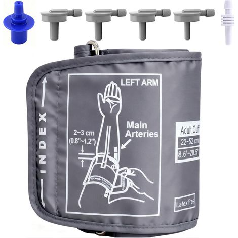 1 Brassard Tensiomètre 22-52cm, 6 Connecteurs, Compatible Tensiomètres Électriques, Adultes (1/5)