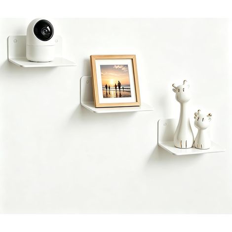 2 Pièce 12,5 cm Petite Etagere Murale Blanche avec Trous de Câble Estantería de Pared, Estantes Taladro Acrílico, Balda Flotante Dormitorio, para Baño Salón Dormitorio (1/5)