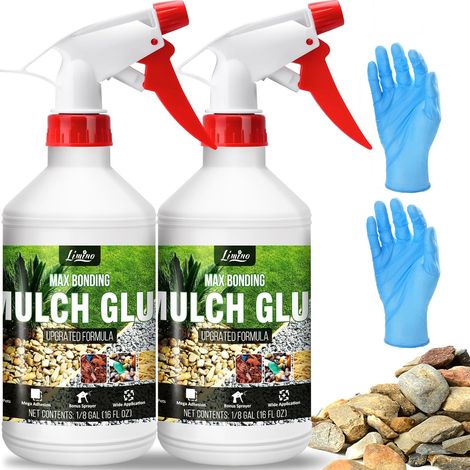 Colle pour gravier et paillage avec applicateur, non toxique, prête à l'emploi pour feuilles, aménagement paysager, chemins de jardin (1/5)