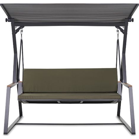 Coussin pour balançoire de jardin Vert 100x60x50 cm avec housse amovible, coussin pour balancelle 2 places (1/5)