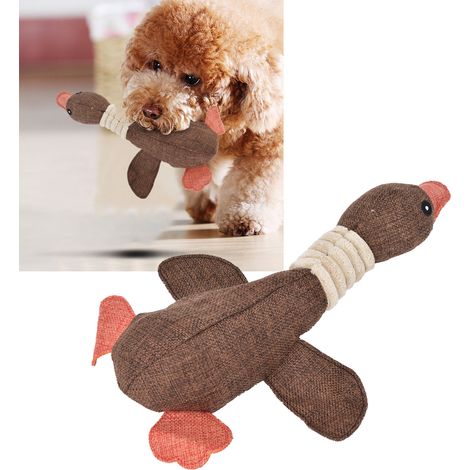 Jouet pour chien en forme de canard mignon, accessoire de dressage pour mâcher et nettoyer les dents, 30 cm, marron (1/5)
