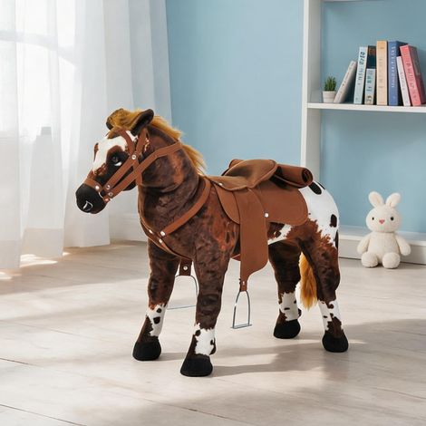 Cheval à bascule 85 cm en peluche et métal avec sons en métal (1/5)