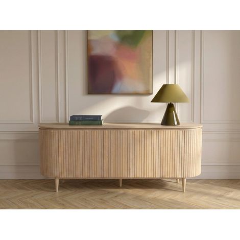 BOBOCHIC - Buffet 5 portes 180 cm SORMIOU placage chêne massif Marron clair (1/5)