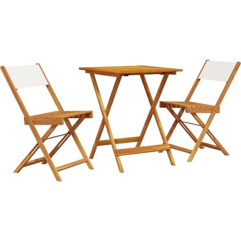 Maison Exclusive - Set da Bistrot 3pz Bianco Crema in Tessuto e Legno Massello