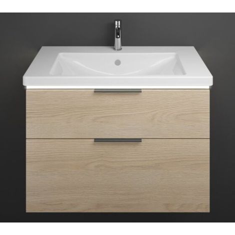 Vasque en céramique Burg Eqio + meuble sous-vasque, décor chêne cachemire/blanc alpin GR0200 (1/5)