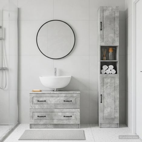 Beyamis Ensemble de 2 meubles de salle de bain  Gris béton (1/5)