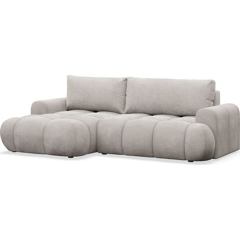 Selsey Ombo Mini - Ecksofa mit Schlaffunktion, Bettkasten und Bouclé-Bezug, Graubeige, links (1/5)