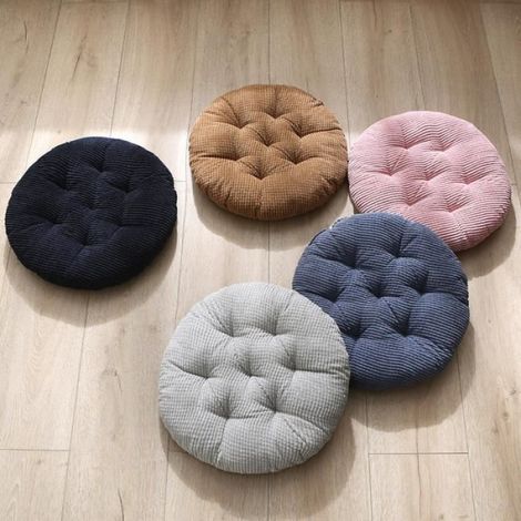 Coussin rond en velours côtelé épais et minimaliste - Lot de 4 Coussin de Siège 40x40 cm, Coussin de chaise,Rose (1/4)