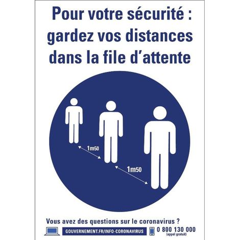 PROVOST - Panneau adhésif distanciation sociale - Lot de 5 (Format A4, PVC)