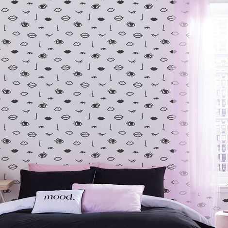 Muriva Eye Woke Up Like This White Wallpaper Sassy B Modern Abstract Modern (1/5)