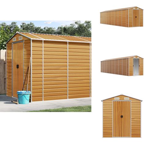 Gerätehaus Hellbraun 191x810x198 cm Verzinkter Stahl - Geräteschuppen - Gartenhaus - Werkzeuglager - Outdoor-Lagerraum - Wetterfest (1/5)