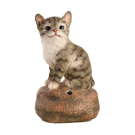 Figurine de chaton sonore avec détecteur de mouvement - Gris - H 11,8 cm - Livraison gratuite