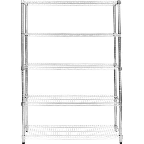 Scaffale in metallo a 5 livelli Unità di stoccaggio per carichi pesanti Scaffali regolabili in altezza senza bulloni e piedini di appoggio 1000kg Capacità di peso 45cm x 150cm x 180cm