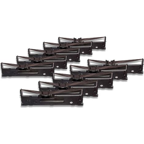 vhbw 10x Ribbon Cartridge compatible with Epson LQ 635K Dot Matrix, Receipt Printer - Black Ink Ribbon