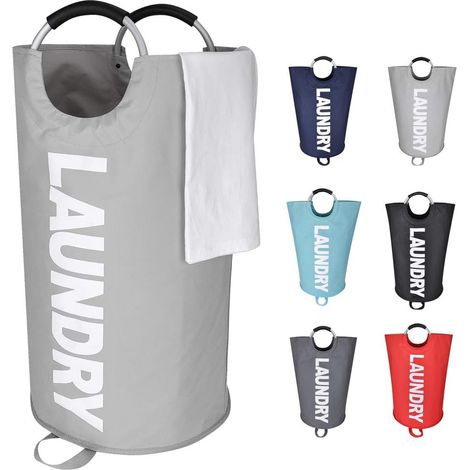 Sac à linge pliable 82 L grande capacité, corbeille à linge en tissu résistant, gris, L – DELKEVIC